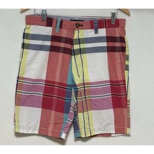 Tommy Hilfiger Shorts Mens 42 Multicolor Plaid Flat Front Chino